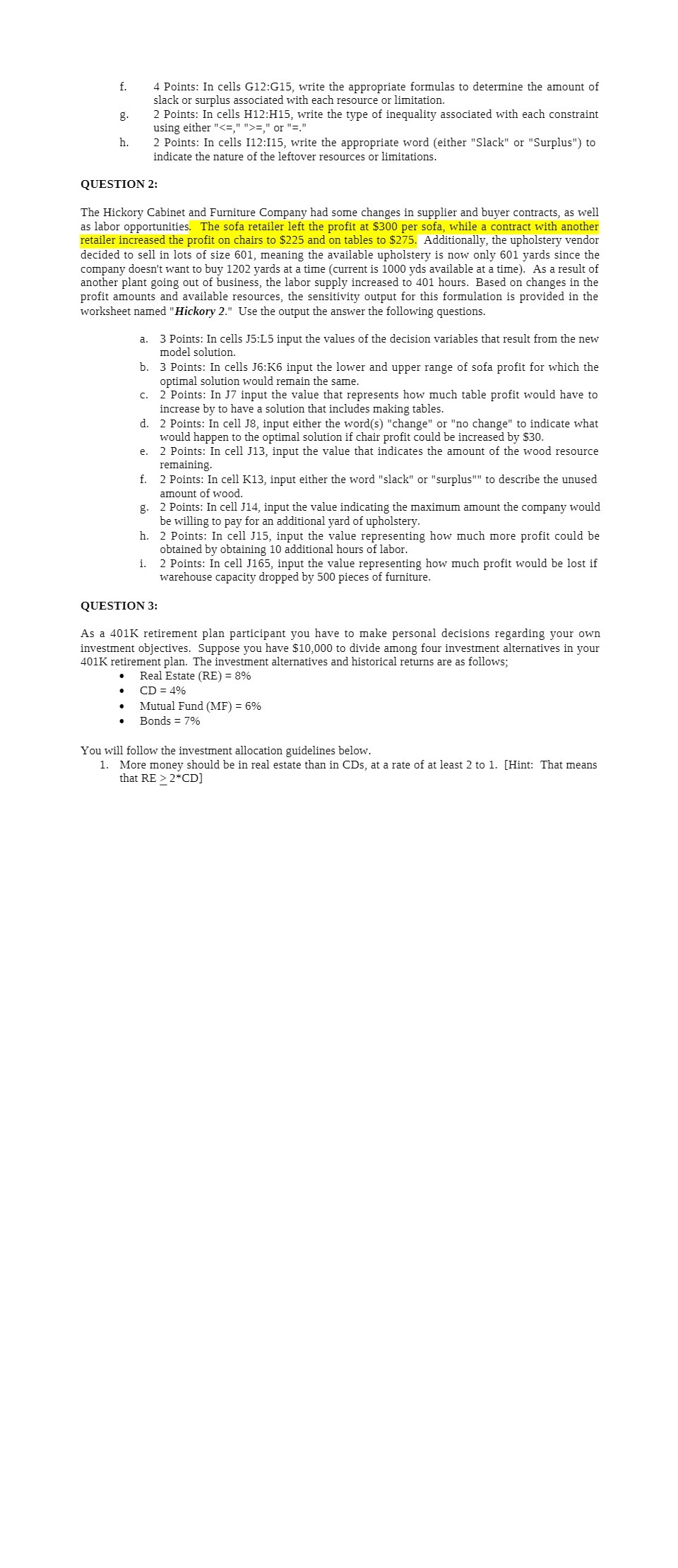  f. 4 Points: In cells GIZ:G15, write the appropriate formulas to