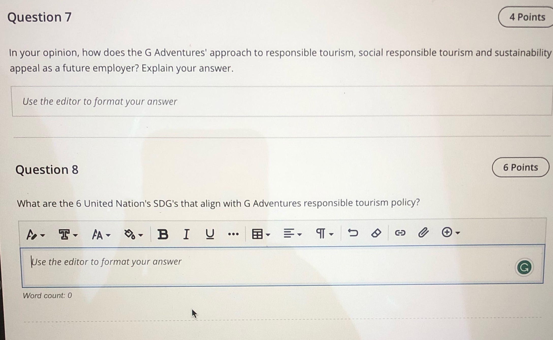 Question 7 4 Points In your opinion, how does the G