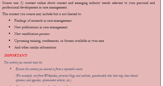 relevant to your personal and professional development in case management. The content