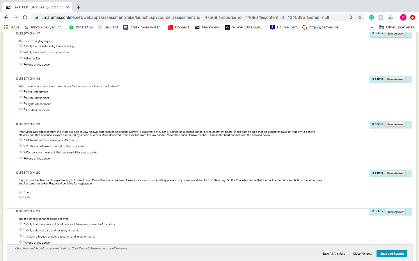  Bb Take Test: Sanchez Quiz 2 Spri X + - G