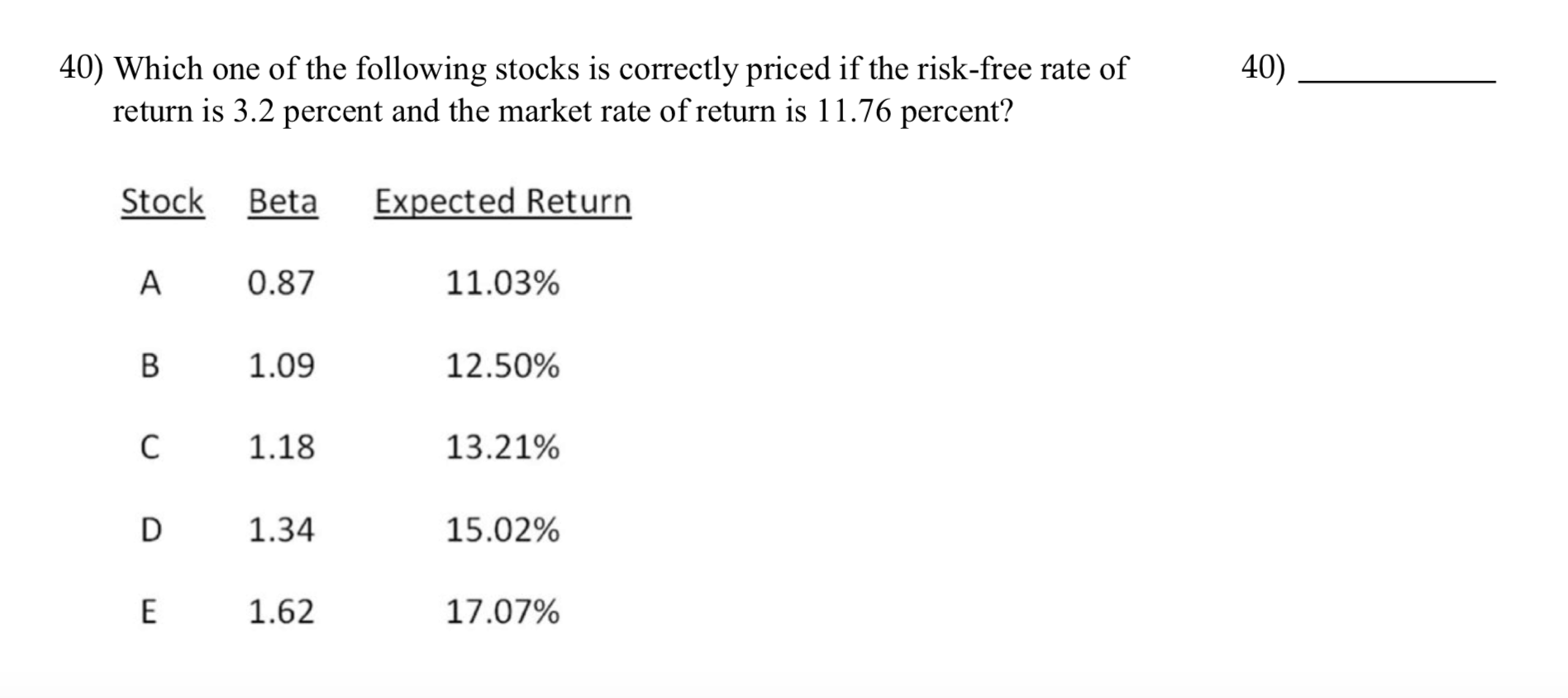 Please complete using Microsoft excel Please complete using Microsoft Excel 40) Which