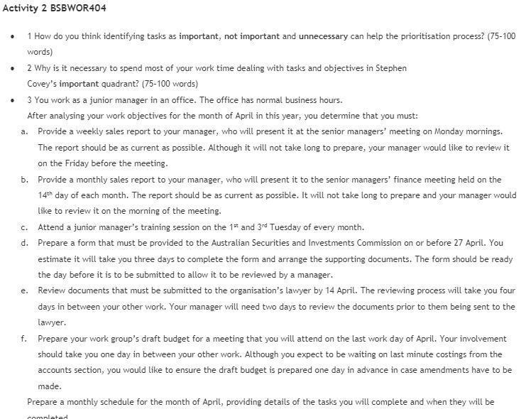 important, not important and unnecessary can help the prioritisation process? (75-100 words)