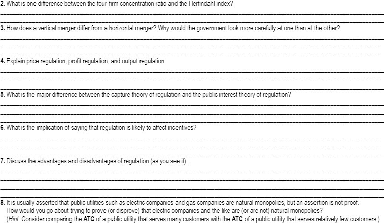 the Herfindahl index? 3. How does a vertical merger differ from a