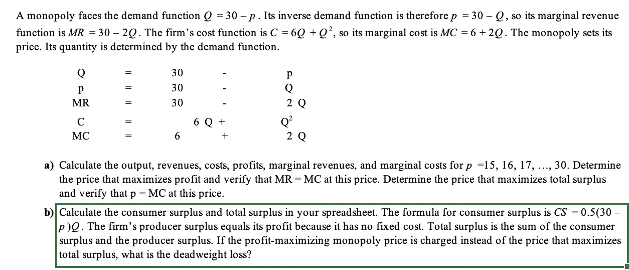 Hi can I please get some help with this question? A monopoly