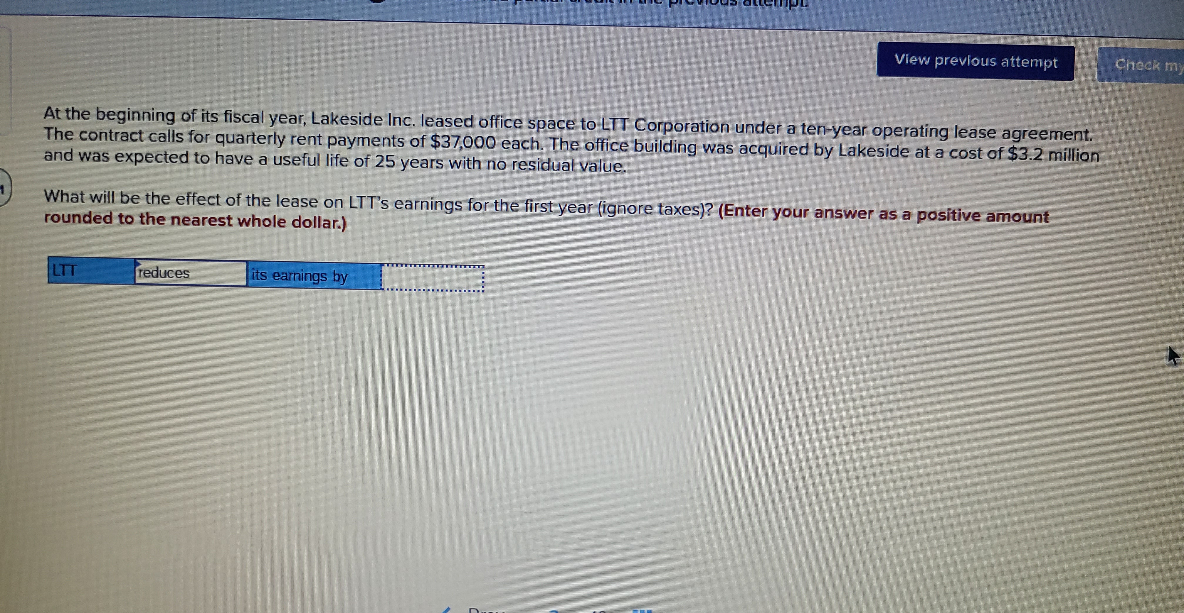  View previous attempt Check m At the beginning of its fiscal