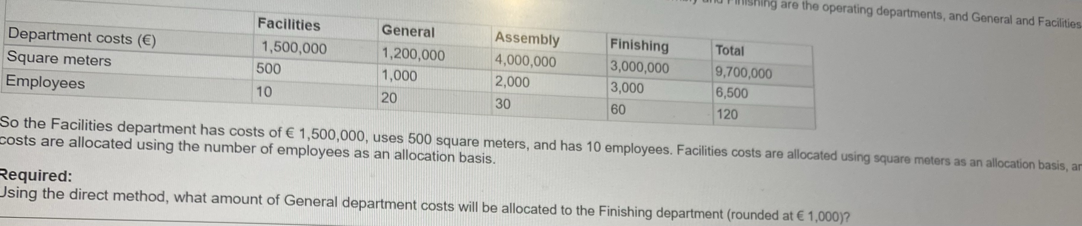 Q2:Using step down method with general costs allocated first, what is the
