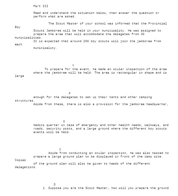  Part III Read and understand the situation below, then answer the