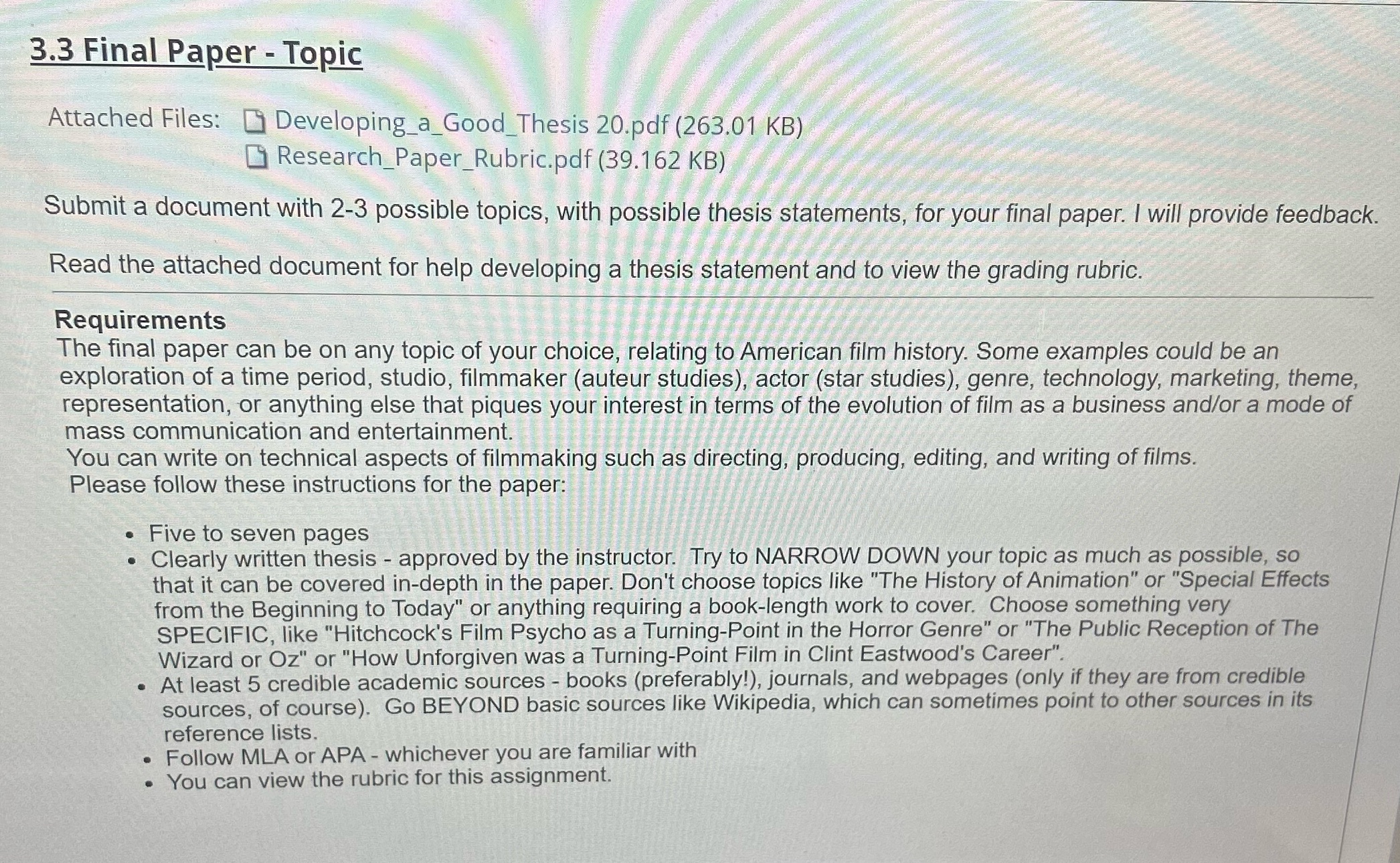 3.3 Final Paper - Topic Attached Files: Developing_a_Good_Thesis 20.pdf (263.01 KB)