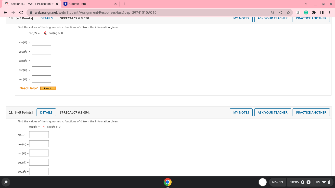 X + X > G webassign.net/web/Student/Assignment-Responses/last?dep=29741509#Q2 SGAO 2. [-/6 Points] DETAILS SPRECALC7