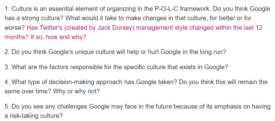 Reference- https://granite.pressbooks.pub/principlesmanagement/chapter/8-2-case-in-point-google-creates-unique-culture/read the article first then answer the questions. 1. Culture is