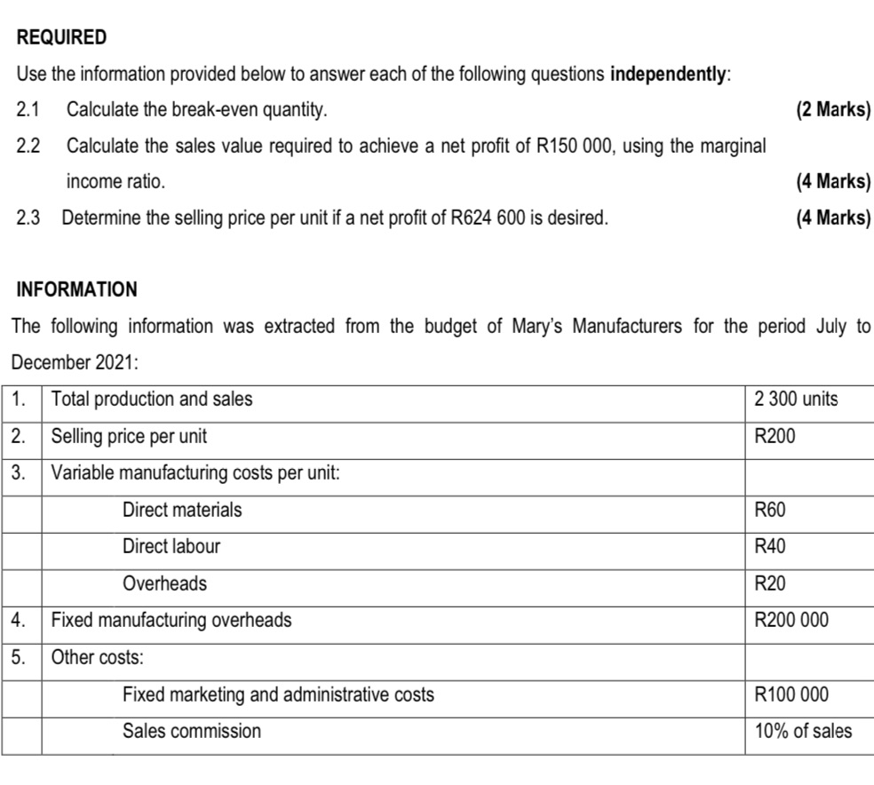 Please assist with below struggling with REQUIRED Use the information provided below