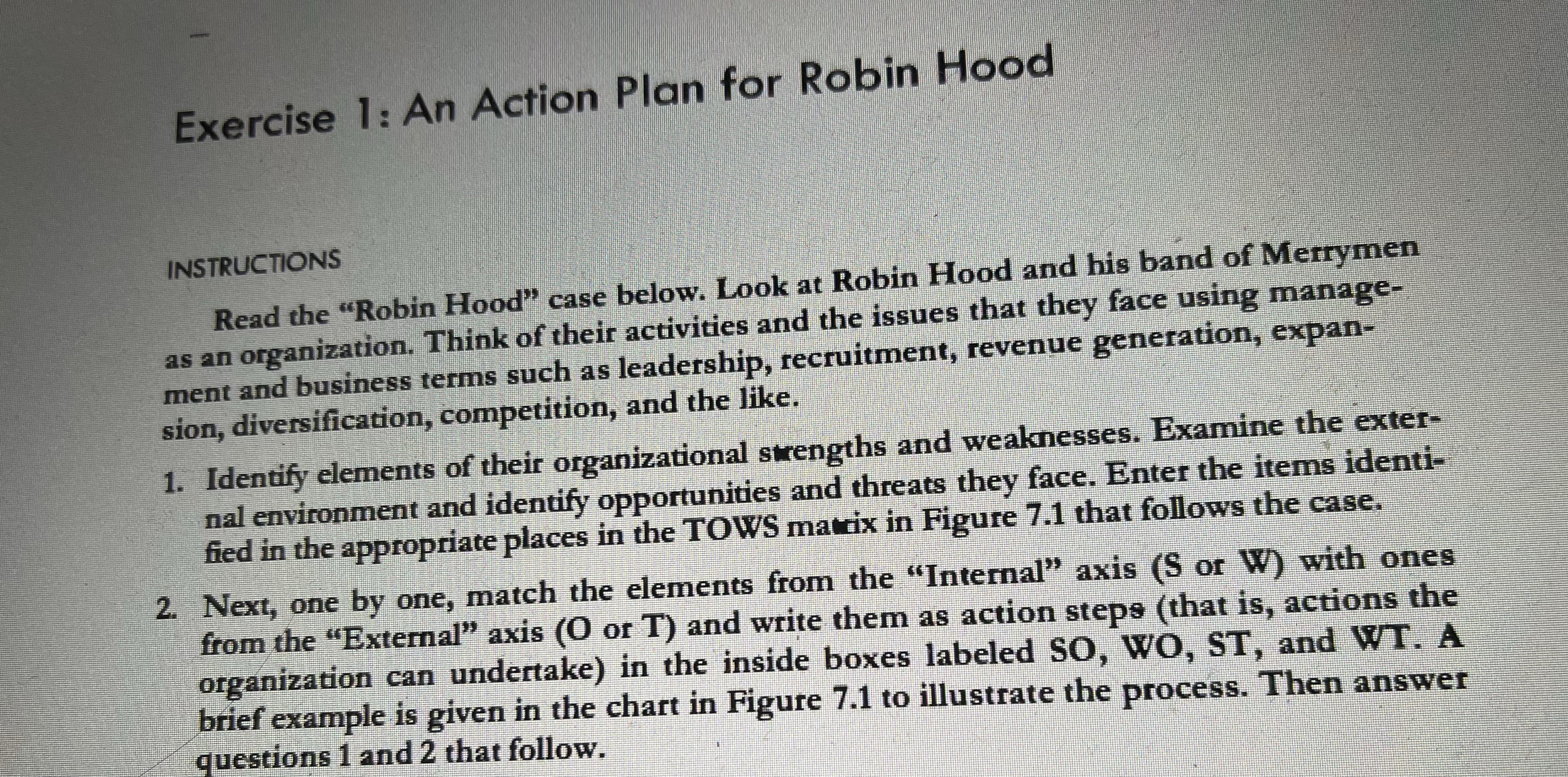 Exercise 1: An Action Plan for Robin Hood INSTRUCTIONS Read the
