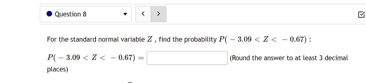 probability P(Z For the standard normal variable Z , find the probability
