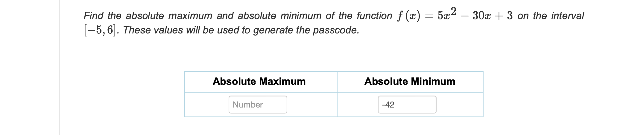  Find the absolute maximum and absolute minimum of the function f