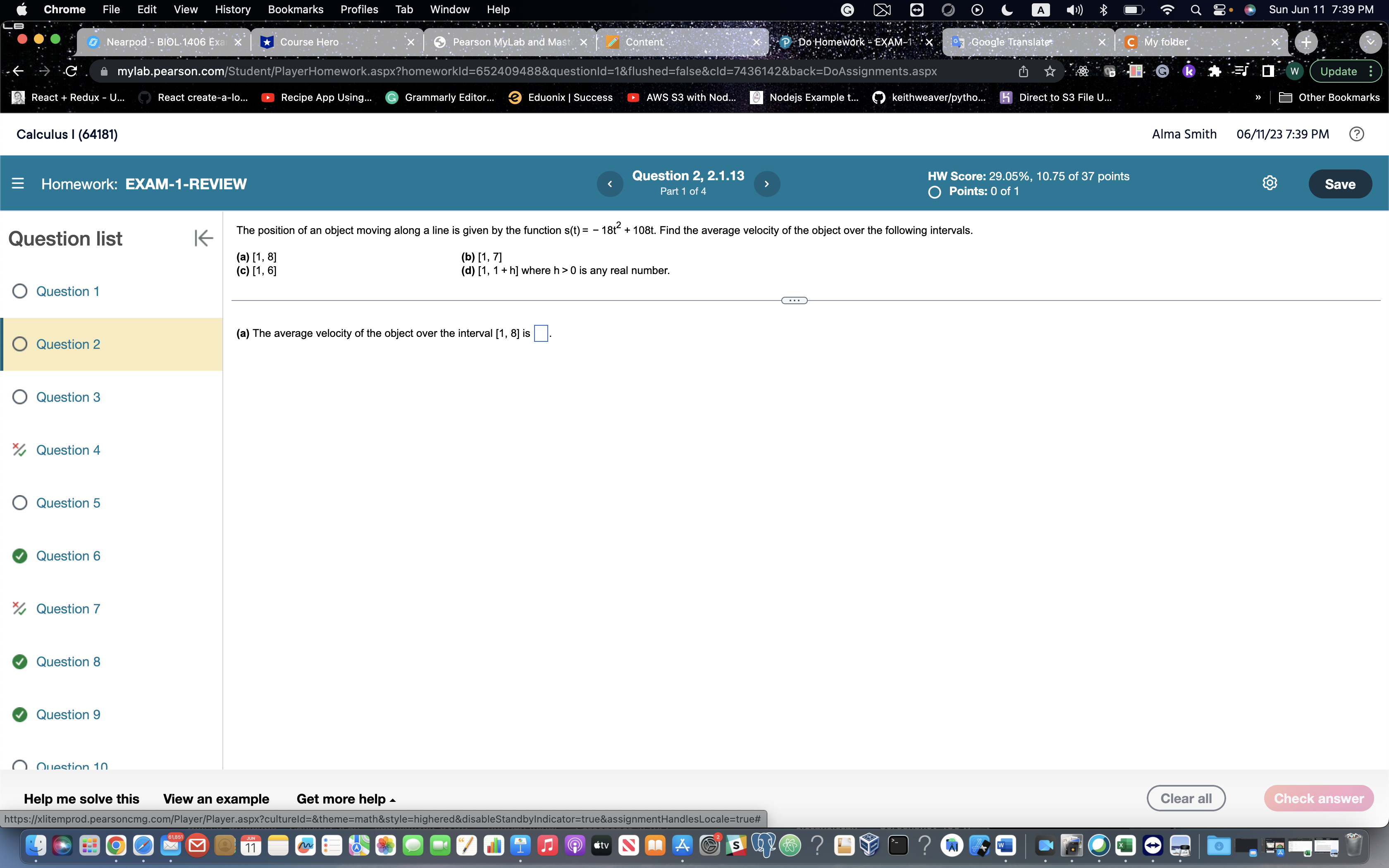 MyLab and Mast X Content Do Homework - EXAM-1 Google Translate C