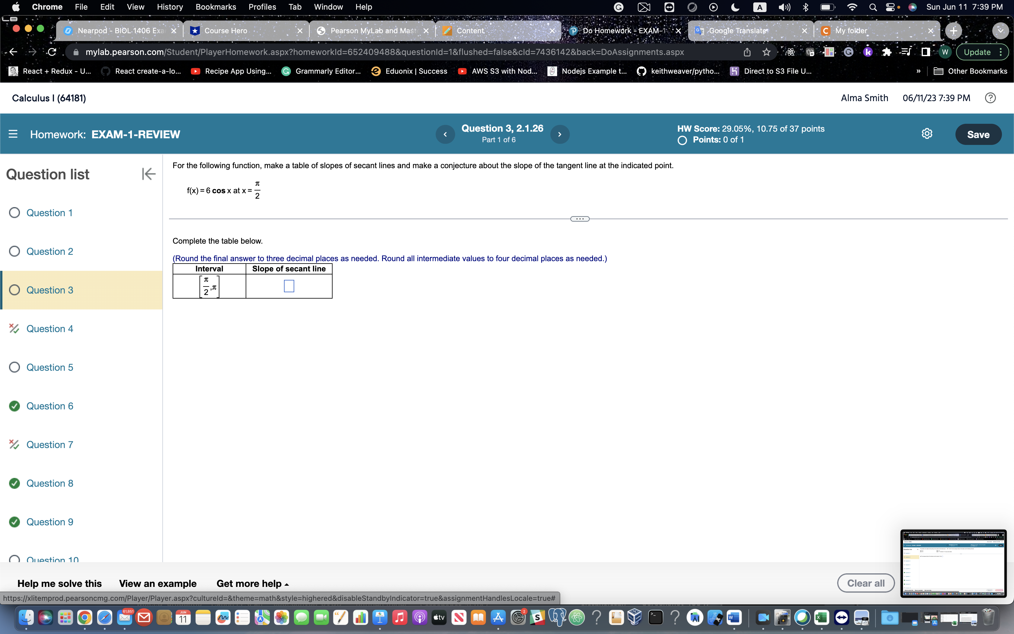 My folder mylab.pearson.com/Student/PlayerHomework.aspx?homeworkld=652409488&questionld=1&flushed=false&cld=7436142&back=DoAssignments.aspx .K * 30 W Update React + Redux -