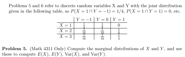 Please help me Problems 5 and 6 refer to discrete random variables