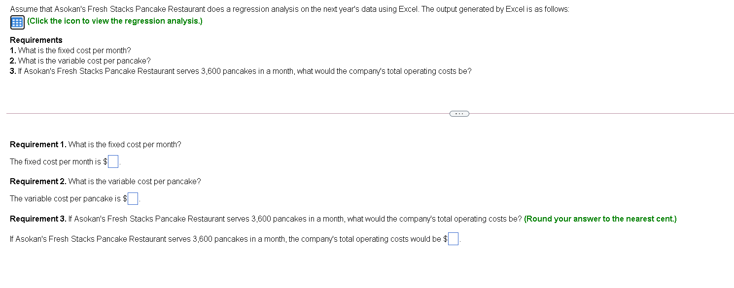 Total 5 41283.33 Coefficients Standard Error t Stat P-value Lower 95% Upper