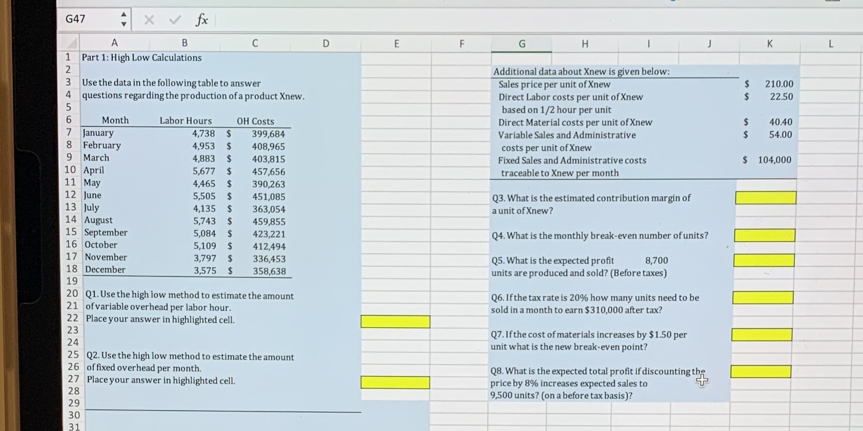  G47 + X V fx A B C D E F
