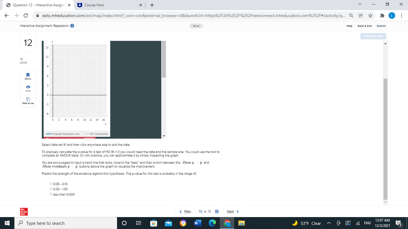 Interactive tool as directed to answer the questions below. 10 Regression points