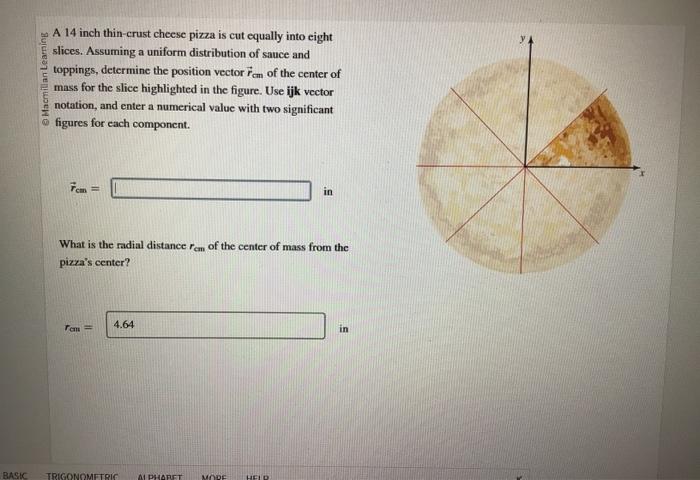 eight slices. Assuming a uniform distribution of sauce and toppings, determine the