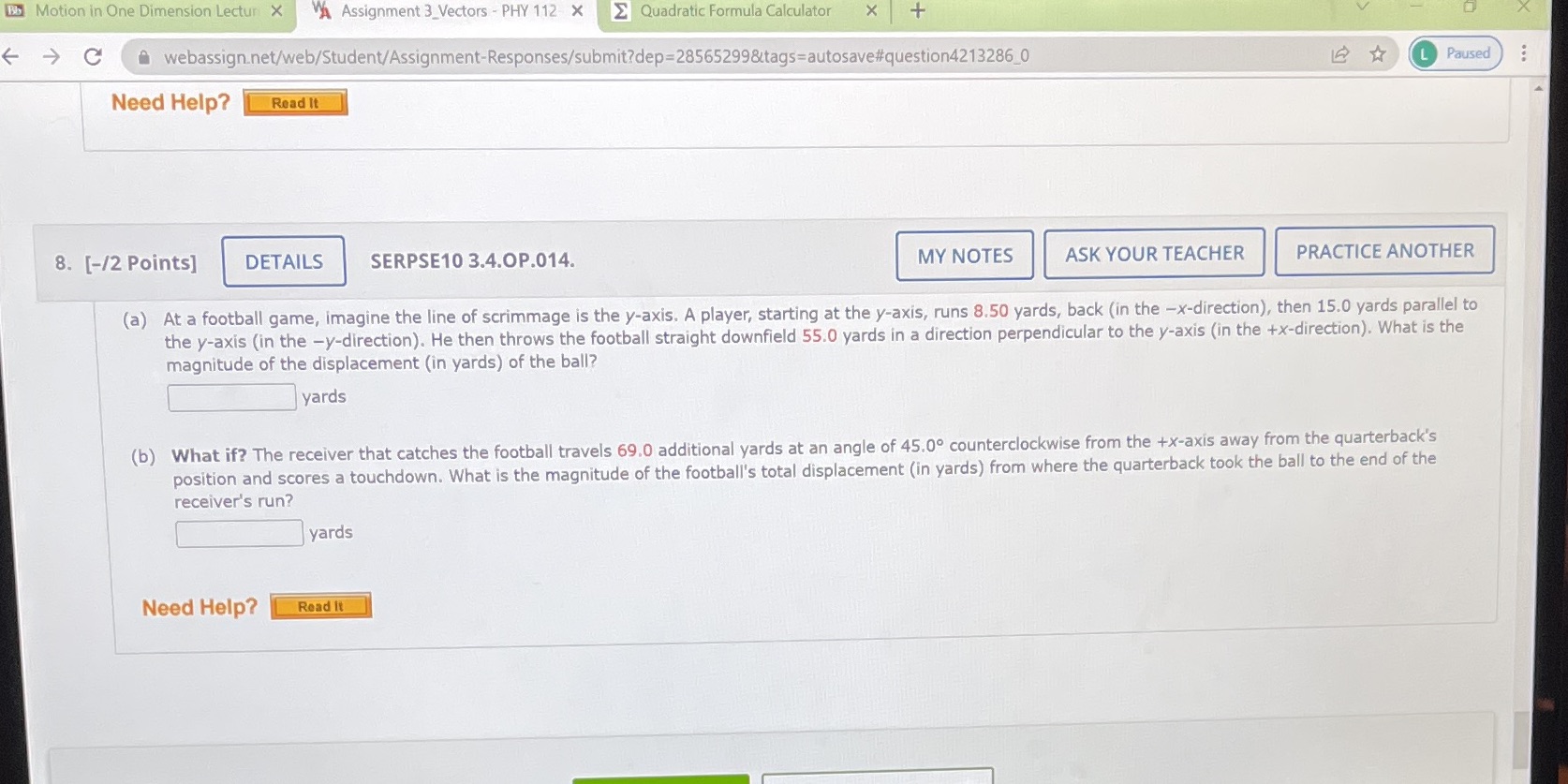  Bb Motion in One Dimension Lecturx A Assignment 3_Vectors - PHY