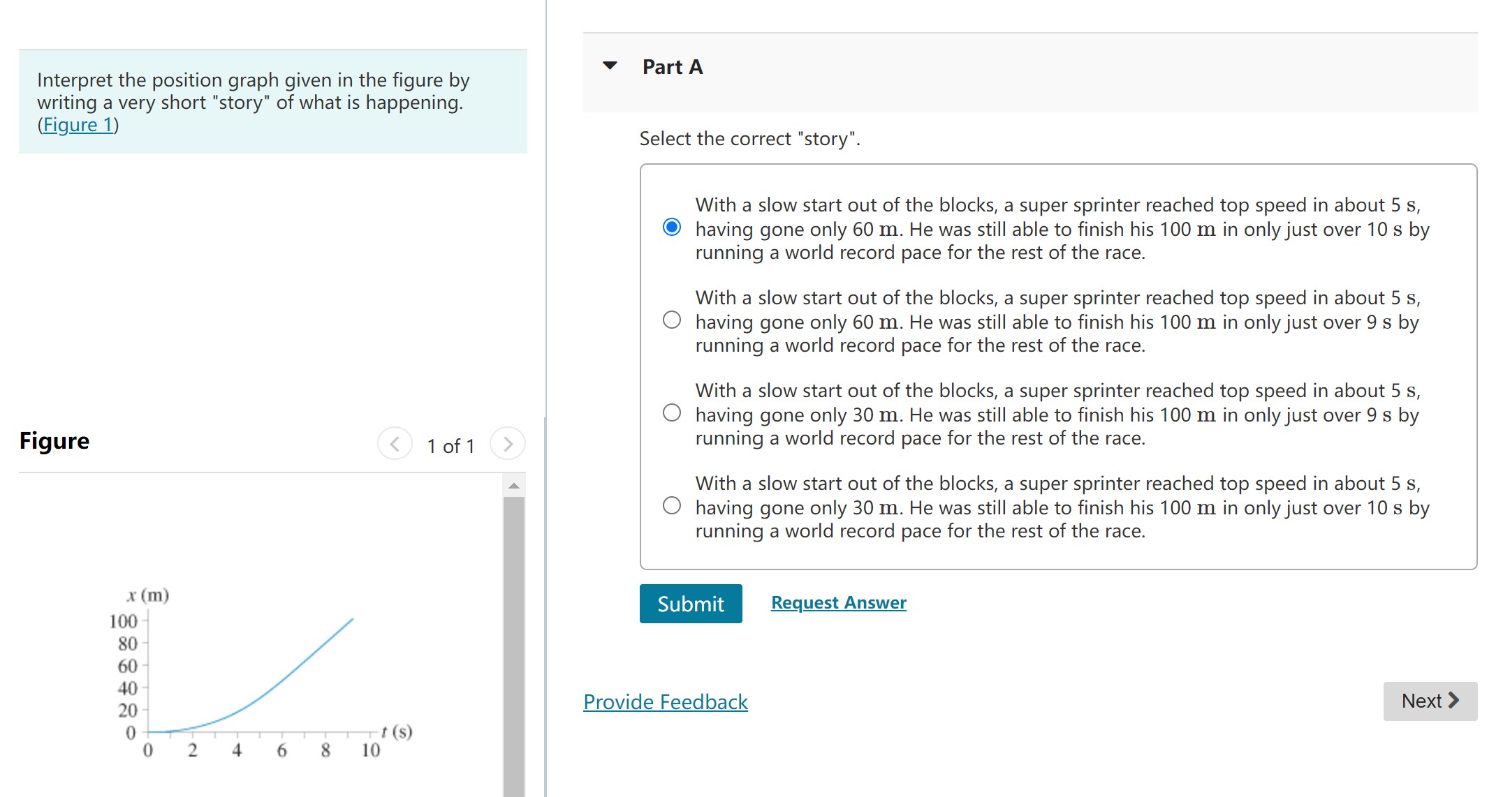 Select the correct "story". With a slow start out of the blocks,