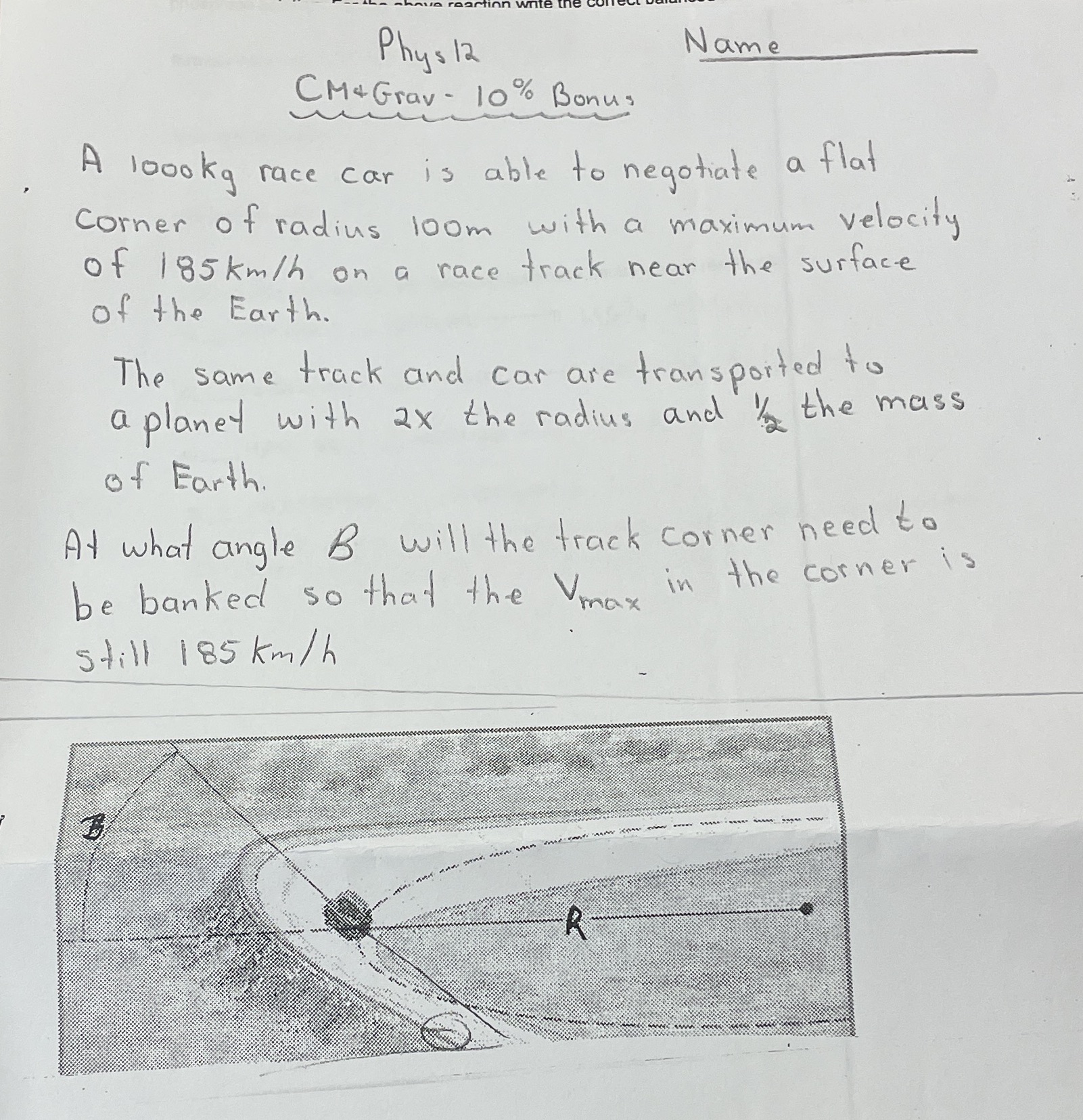 phy12 bonus question Phys 12 Name CM + Grav - 10% Bonus