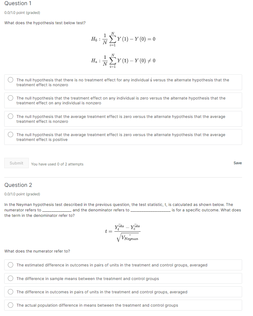 Question 1 0.0m) point {graded} What does the hypothesis test below