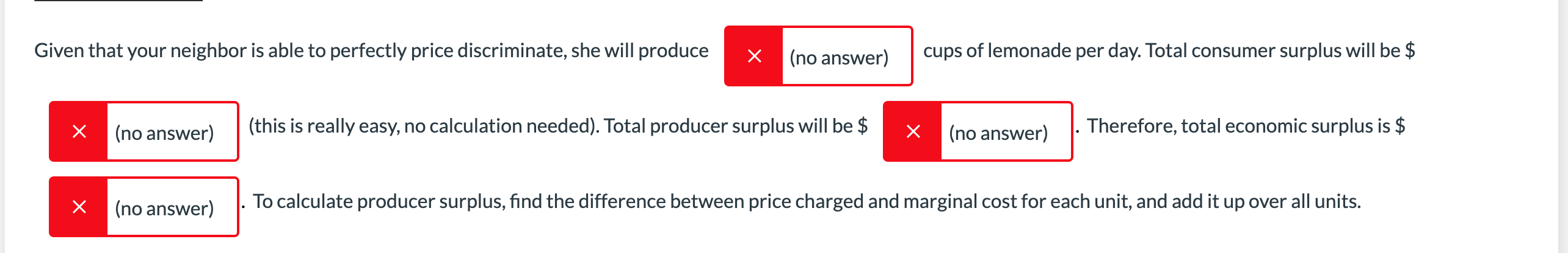 reservation prices for the 10 people who walk by her lemonade stand