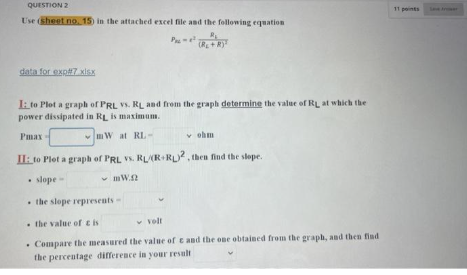 for exp#7 xisx I: to Plot a graph of PRL VS. RL