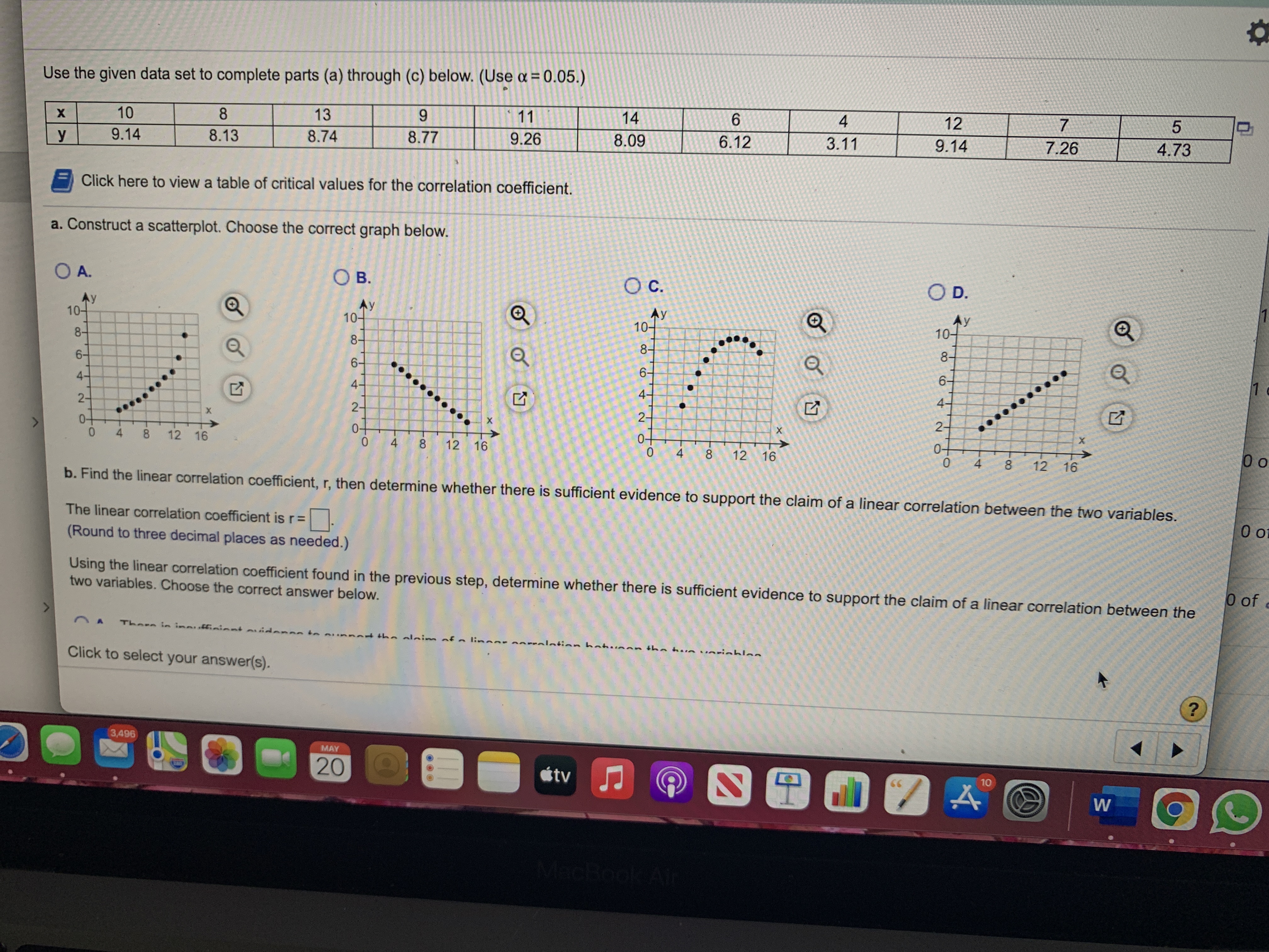 What is the answer? Use the given data set to complete parts