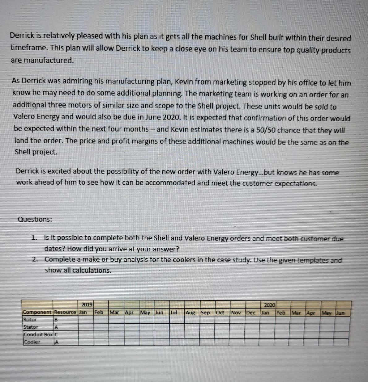  Derrick is relatively pleased with his plan as it gets all