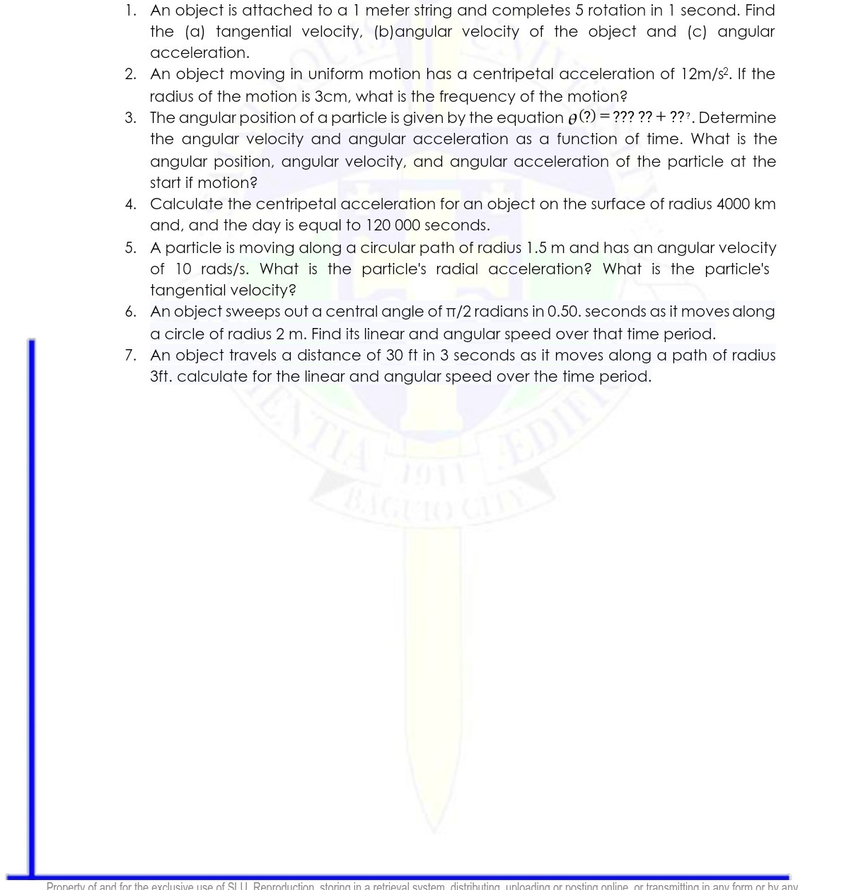 completes 5 rotation in 1 second. Find the (a) tangential velocity, (b)angular