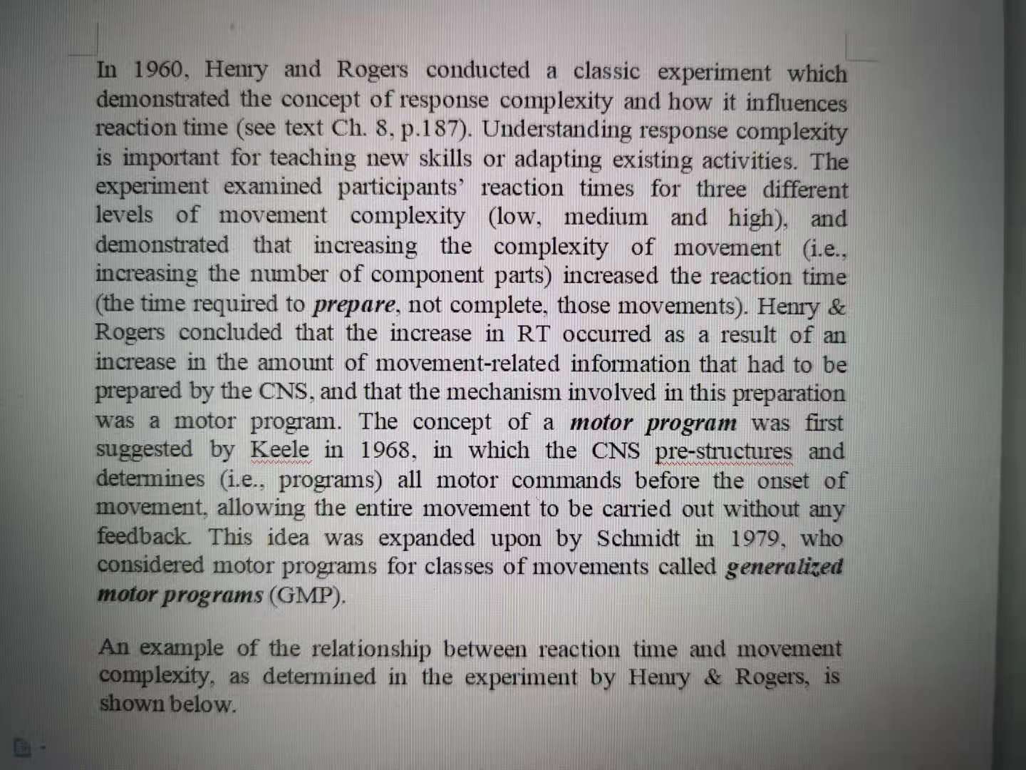 This question is about Henry & Rogers - Response Complexity in motor