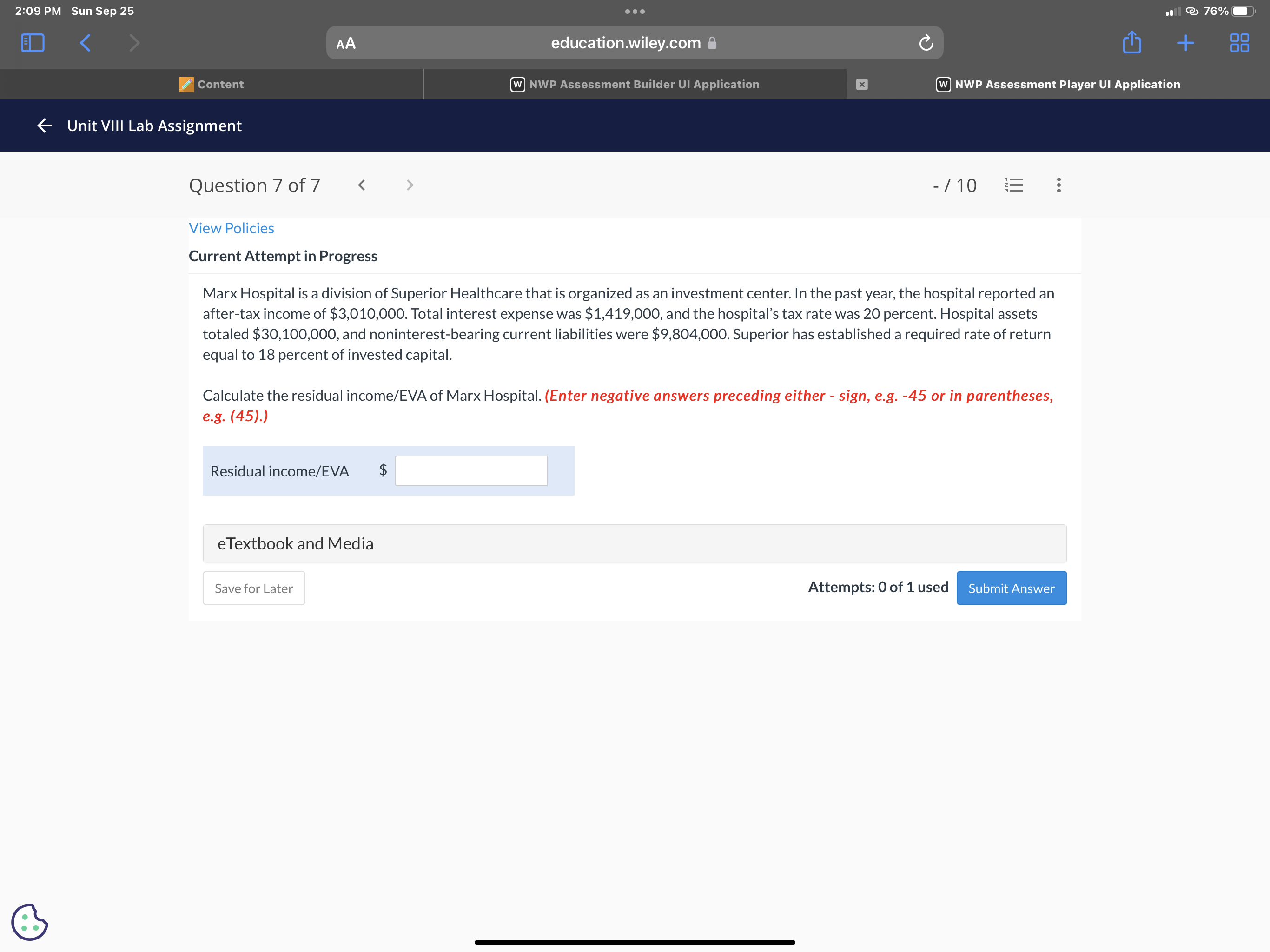 education.wiley.com a C + Content W NWP Assessment Builder UI Application X