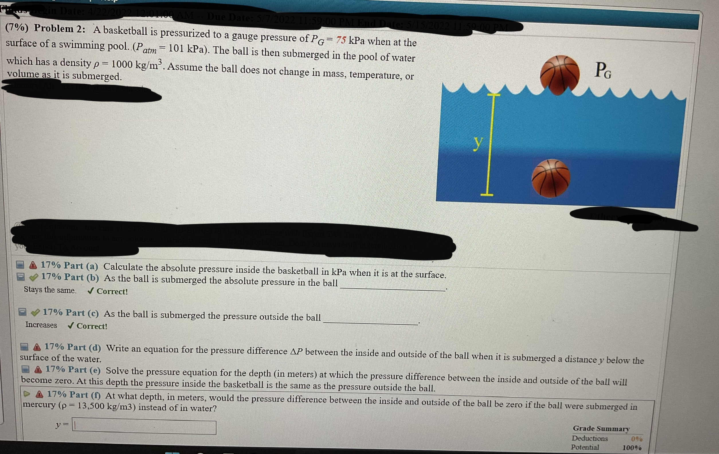  Date: - Due Date: 5/7/2022 11:59:00 15/2022 (7%) Problem 2: A