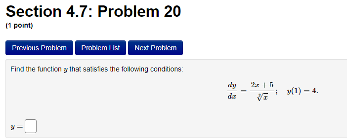 18 (1 point) Previous Problem Problem List Next Problem Find the function