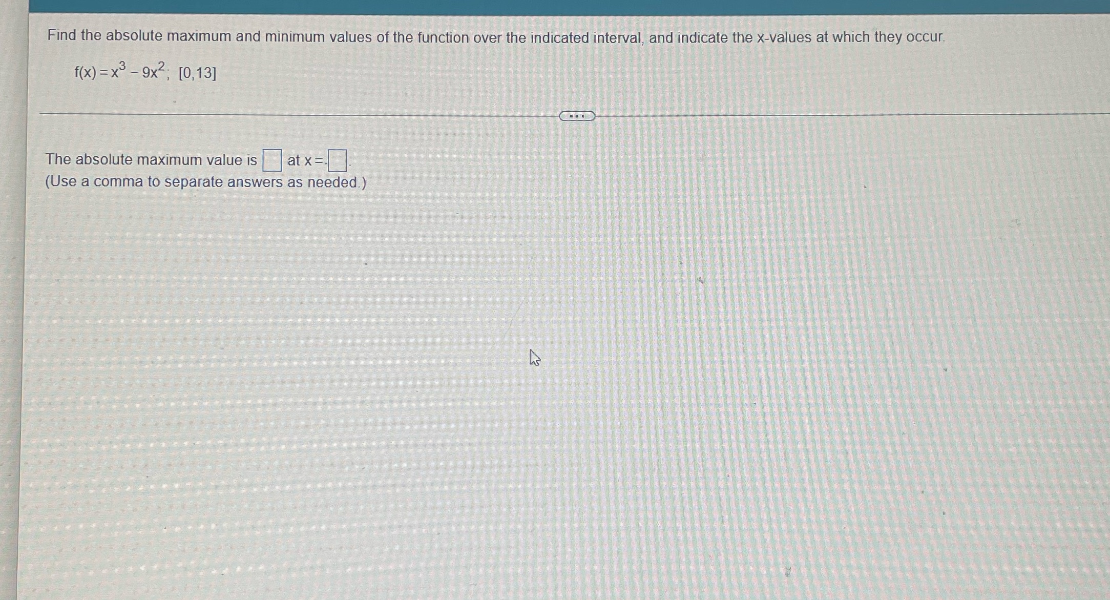  Find the absolute maximum and minimum values of the function over