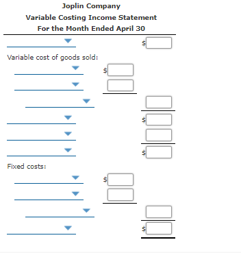 the first month of operations. Joplin Company prepared the following income statement.