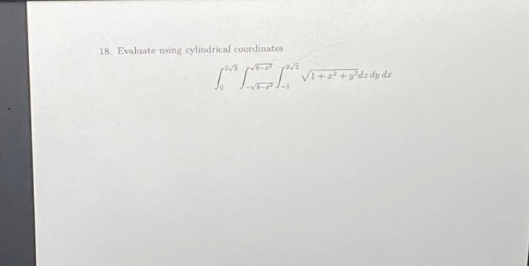 IS Evaluate using cylindrical coordinates