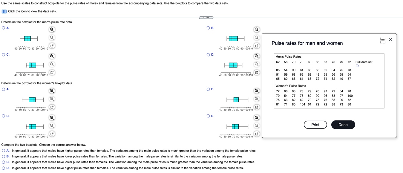 I need assitance Use the same scales to construct boxplots for the