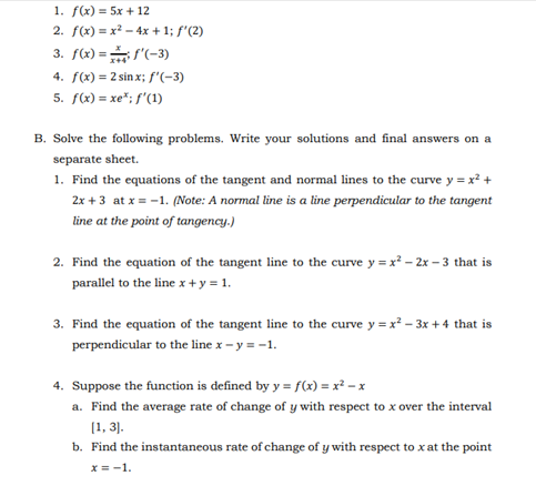  1. f(x) = 5x + 12 2. f(x) = x -