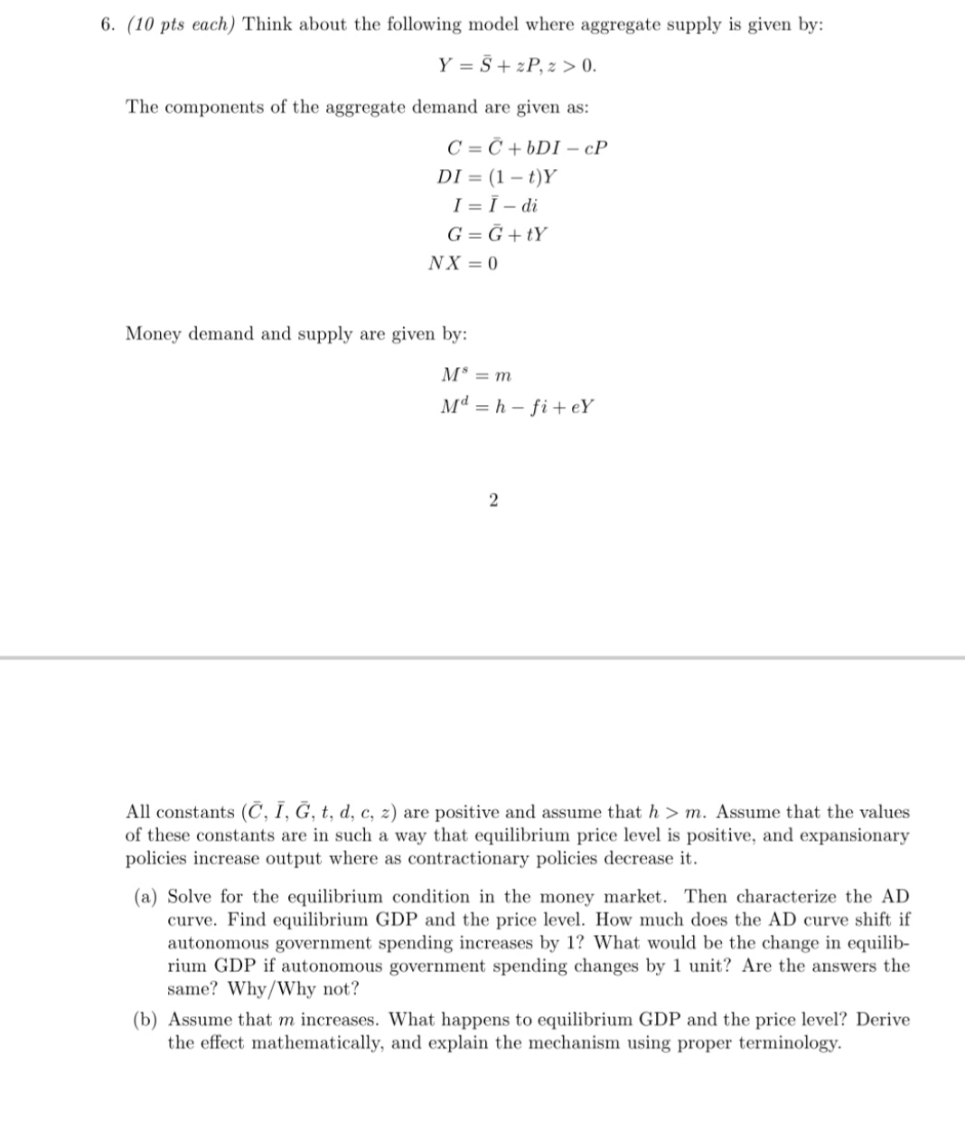 could you answer this question please 6. {10 pts each) Think about