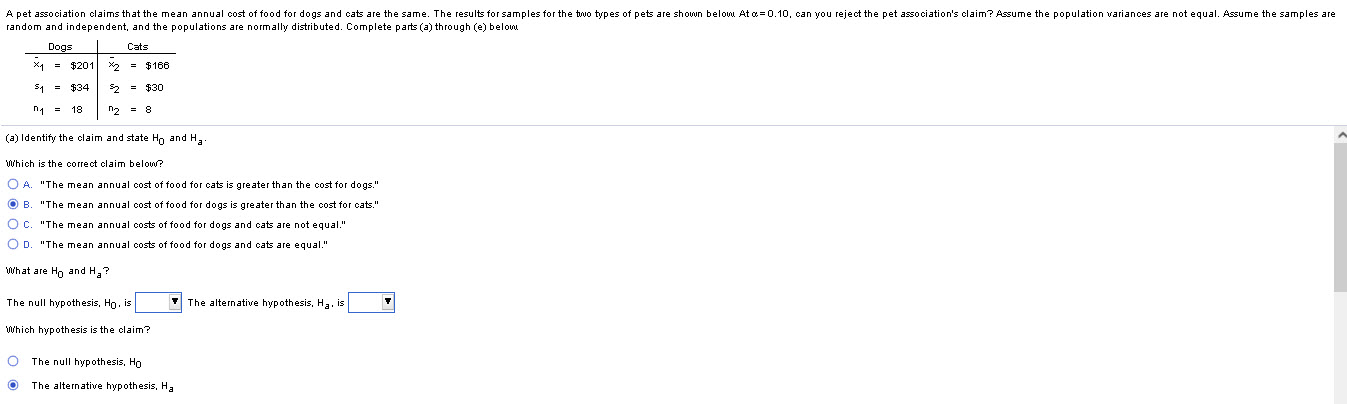 DHow do you compute?Please help Soon!parts a,b,c,d,e ? A pet association claims