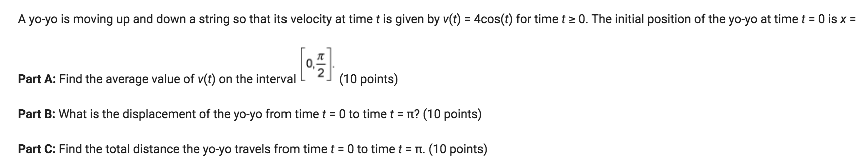 t = 0 is x = 0,5], 2 (10 points) Part A: