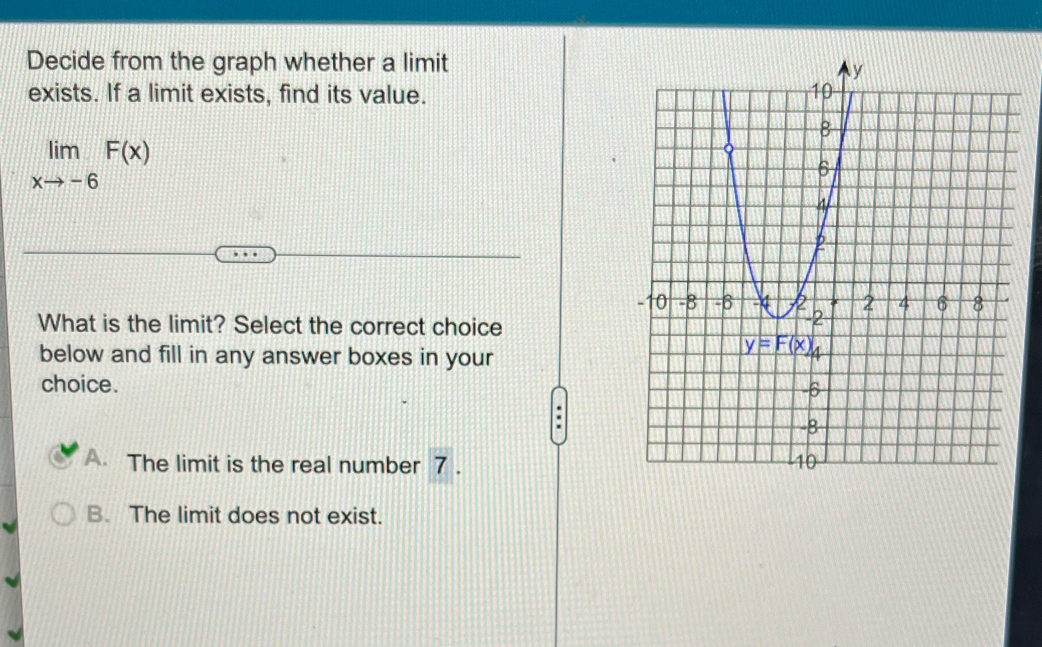  Decide from the graph whether a limit exists. If a limit