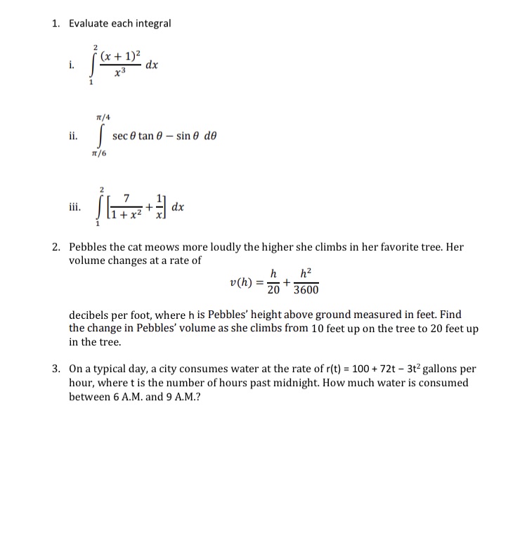 1. Evaluate each integral 2 (x + 1)2 i. - dx