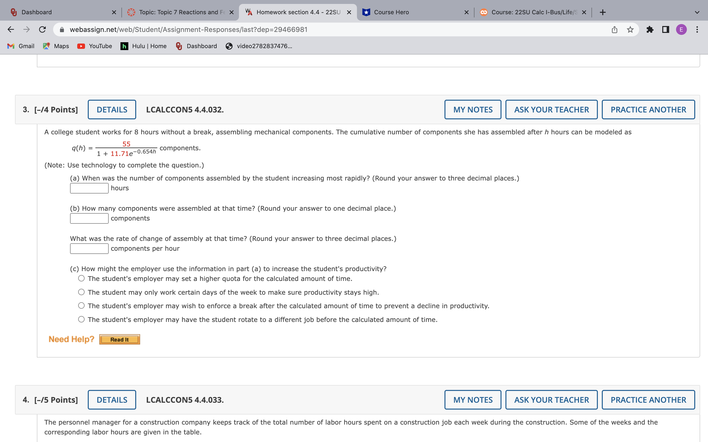 VA Homework section 4.4 - ZZSU x (- -) C i