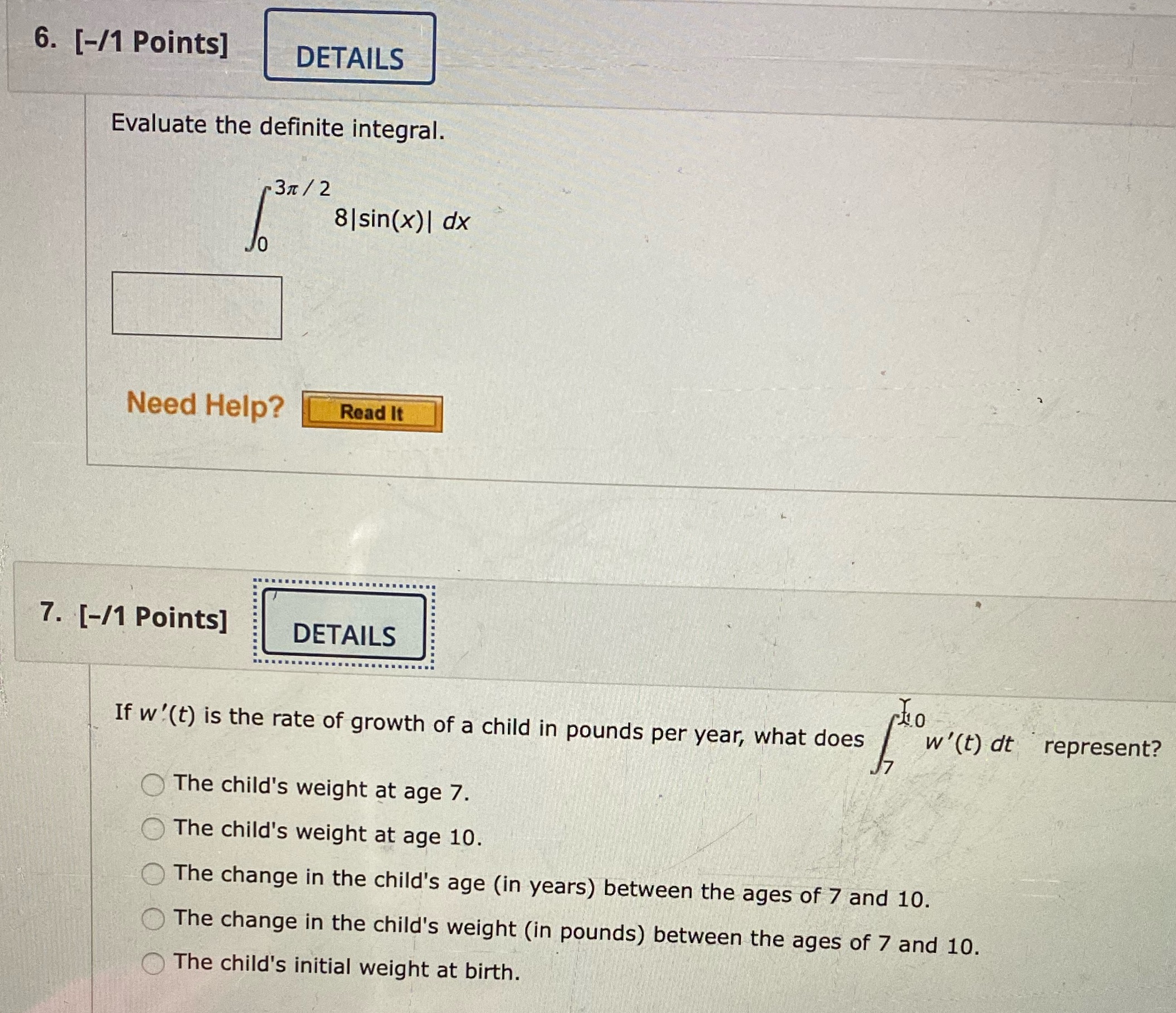  6. [-/1 Points] DETAILS Evaluate the definite integral. 3x / 2
